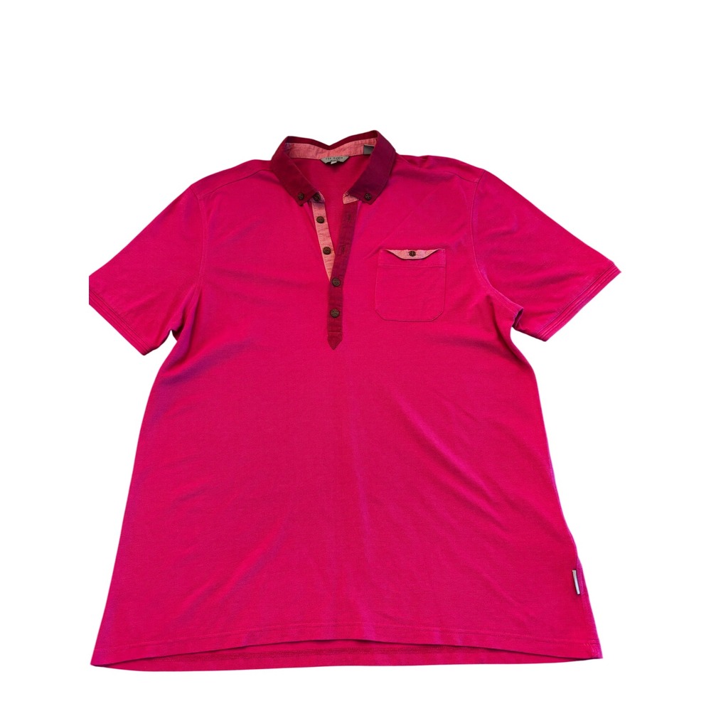 Ted Baker Mens Pink Short Sleeve Button Down Polo Shirt Size 6 NORSKEP